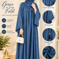 Steel Blue Abaya – Classic Neck Design | Haya by Faria