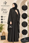 Classic Black Abaya – Elegant Front Detail | Haya by Faria