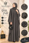 Charcoal Grey Abaya – Classic Neck Design | Haya by Faria
