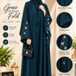 Deep Teal Embroidered Abaya – Classic Neck Design | Haya by Faria