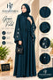 Deep Teal Embroidered Abaya – Classic Neck Design | Haya by Faria